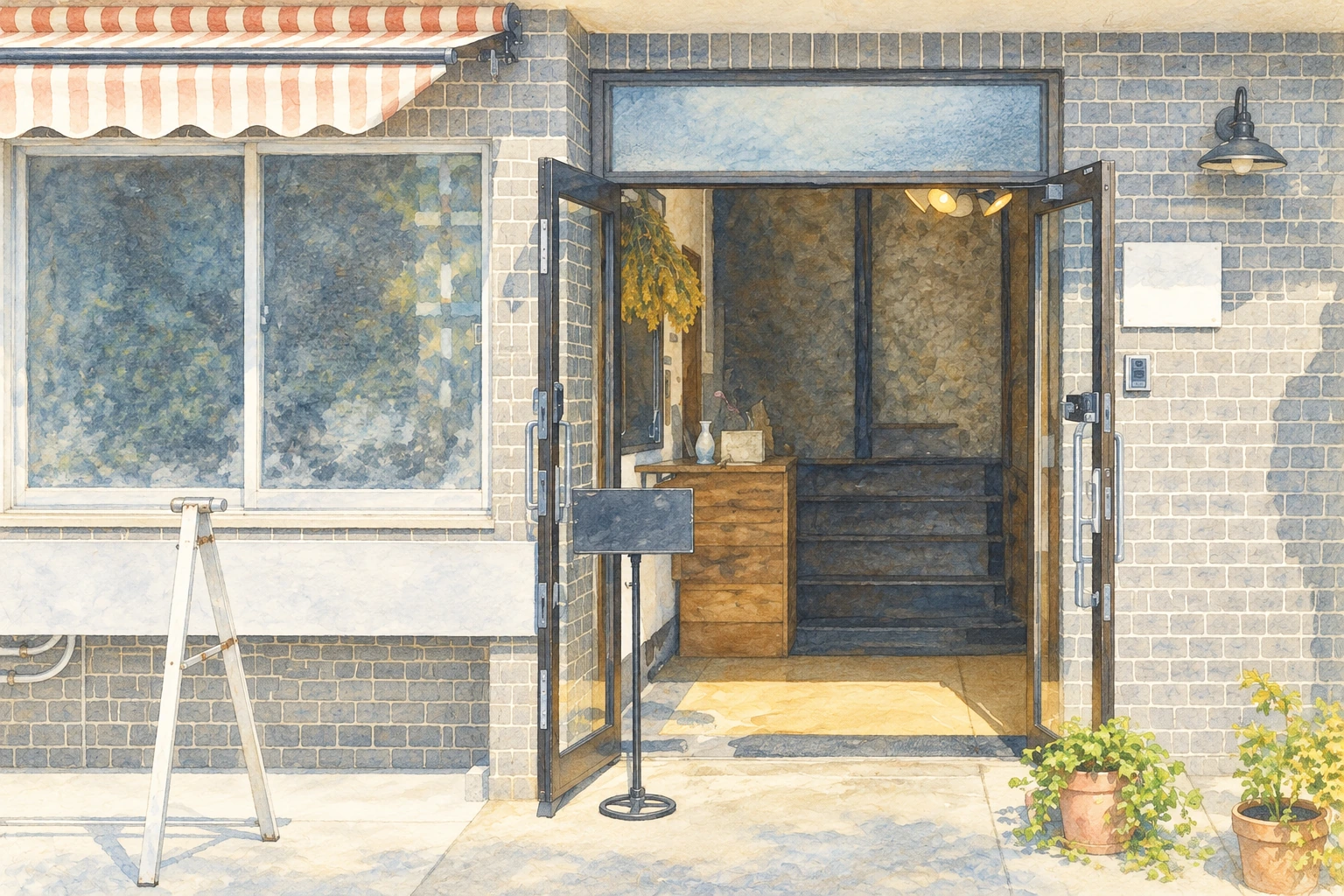 島宿NEST本館の入口を参考にしたイラスト